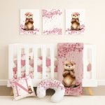 Floral Cot Bedding Set Otter Pink Cherry Blossom
