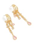 Goldair Gold Plated Pink Cubic Zirconia Flower Trio Necklace