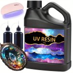 Uv Resin Kit With Uv Lamp - 500G Crystal Clear Hard Type Glue Low Odor Ultra Transparent Quick Curing Epoxy Resin For Jewelry Ma