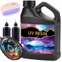 Uv Resin Kit With Uv Lamp - 500G Crystal Clear Hard Type Glue Low Odor Ultra Transparent Quick Curing Epoxy Resin For Jewelry Making