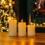 White Real Wax Flameless LED Pillar Candles | Set Of 3 With Remote
