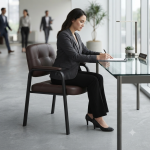Modern Brown Upholstered Visitor Chair