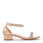 Rose Gold Shiny Flat Diamante Ankle Tie Sandal