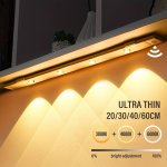 LED Under Cabinet Light With Motion Sensor Night Light USB Rechargeable Slim Cat's Eye Ripple Light With 3 Color Temperature Ste
