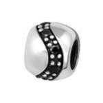 B2-C3789 - 925 Sterling Silver Cz Stone European Charm Bead - Jet Black Cz Stone