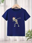 Cool Cartoon Skeleton Graphic Print Tee Boys Casual & Trendy T-Shirt For Spring & Summer Boys Clothes For Outdoor Activities