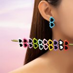 Cute Heart Shaped Colorful Glasses Stud Earrings Acrylic Funny Cute Party Style Stud Earrings Suitable For Vacation Travel Parti