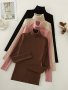 Solid Turtle Neck Rib Knit Top 4 Pack Casual Long Sleeve Slim Versatile Sweater Women's Clothing