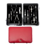 Manicure Set Red 58381 Pn - Artificial Leather 10 Pieces