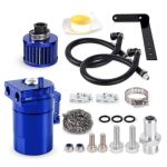 Muge Racing Baffled Oil Catch Can 400ML Universal Oil Catch Can Kit With Breather Filter & Stainless Steel Wool Installation Acc