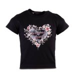 WBG139 Black Heart Wreath Girls Tee - 13 To 14