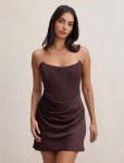 Isra Drape Strapless MINI Dress - 16 Dark Chocolate