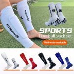 1 Set Of Men's Non-slip Sports Socks And Sleeves Cs Letter Breathable Sweat-wicking High Support Long Compression Leg Calf Sleev
