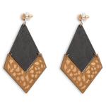 Black & Animal Print Diamond Wood Drop Earrings