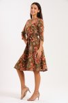 Ladies Printed Belted Midi Dress