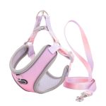 Jalzdieod Escape Proof Cat Harness And Leash Set Adjustable Mesh Dog Harness Vest Puppy Pet Walking Lead Leash Easy Install B M