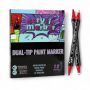 12 Colour Dual-tip Supreme Acrylic Paint Marker Set - Fine Tip & Dot Tip
