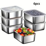 6-PACK Stainless Steel Food Storage Containers With Lids - Leak-proof Stackable Refrigerator Safe - Ideal For Camping Picnic Off
