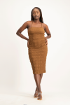 Lyra Criss Cross Tie Back Dress - Toffee - M