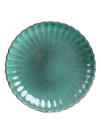 Scalloped Teal Ceramic Dinner Plate 25CM - None Grey