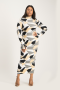 Yolanda Poloneck Bodycon Dress - Geo Print - L