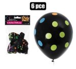 Balloons Helium 6PC Black dots F-01