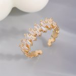 1PC Chic Cuff Ring Paved Full Of Shining Zirconia Symbol Of Beauty And Fashion Match Daily Outfits Party Accessory Adjustable Ri