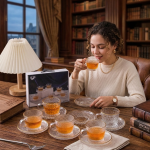 12 Piece Embossed Glass Coffee Cup And Saucer Set