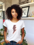 Lightening Leopard Fitted Tee - White - Small