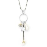 Silver Tone Drop Pendant With Lock Charm