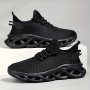 Men's Solid Color Blade Sole Sneakers Odor-resistant Athletic Shoes Lightweight Breathable Running Shoes