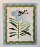 Framed Blue & Green Scalloped Flower Picture 1.5X47X39CM