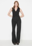 Wide Leg Woven Trousers - Black