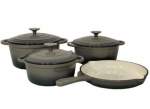 Smte Dutch Pot Cookware Set Cast Iron 7 Piece Grey With Keychain