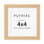 Puthiac 4X4 Solid Oak Wood Picture Frame Fits 3X3 With Mat Or 4X4 Without Mat Wall Or Tabletop Display With Stand Plexi Front 1