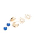 Goldair Gold Sun & Blue Acrylic Open Hoop Earrings 3-PACK