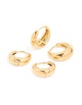 Waterproof Gold Plated Stainless Steel Thick Oval Huggie Earrings 2-PACK