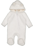 White Faux Fur Hooded Babygrow - Newborn White