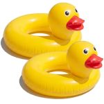 Hungdao 2 Pcs Funny Duck Pool Floats 23.6" Kids Rubber Ducks Floatie Inflatable Tube Swim Ring Giant For Summer Beach Swimming