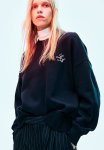 Oversized Motif-detail Sweatshirt - Black
