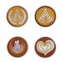 Silicone 4 Pack Coasters Latte Art Design Non-slip Coasters - 10CM