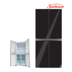 NuWorld Sunbeam 495 Litre 4 Door Refrigerator With Black Glass Finnish SFR-495MB