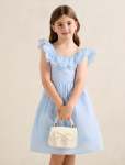 Macie Girls Petal Collar Dress - 10-12 Yrs Bluebell Blue
