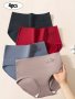 4pcs Solid Seamless High Waist Briefs Sexy Comfy Breathable Stretchy Intimates Panties Women's Lingerie & Underwear