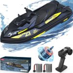 Captainrc Rc Turbo Jet Boat 25+KPH Brushless 2.4GHZ Adult Rc Jet Ski Rc Boat For Pools Lakes And Rivers With 2 Batteries LED Lig