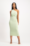 Charlotte One Shoulder Bodycon Dress - Smoke Green - S