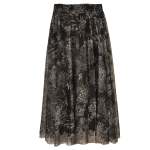 Leaf Print Mesh Skirt - Black Free