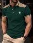 Men's Color Blocked Short Sleeve Lapel Golf Shirts Casual Style Slight Stretch Regular Fit Summer Tops Summer Golf Shirts