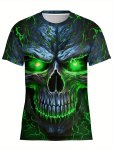 Men's Skull Graphic Print T-Shirt Short Sleeve Crew Neck Tee Men's Clothing For Summer Outdoor