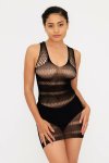 Steamy Nights Fishnet Body Stocking Lingerie Dress Set With Seamless Panty